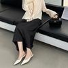 Spring 2025 New Pointed Thin Heel Buckle Bag Head Sandals Rear Air Middle Heel Fashion Women's Shoes
