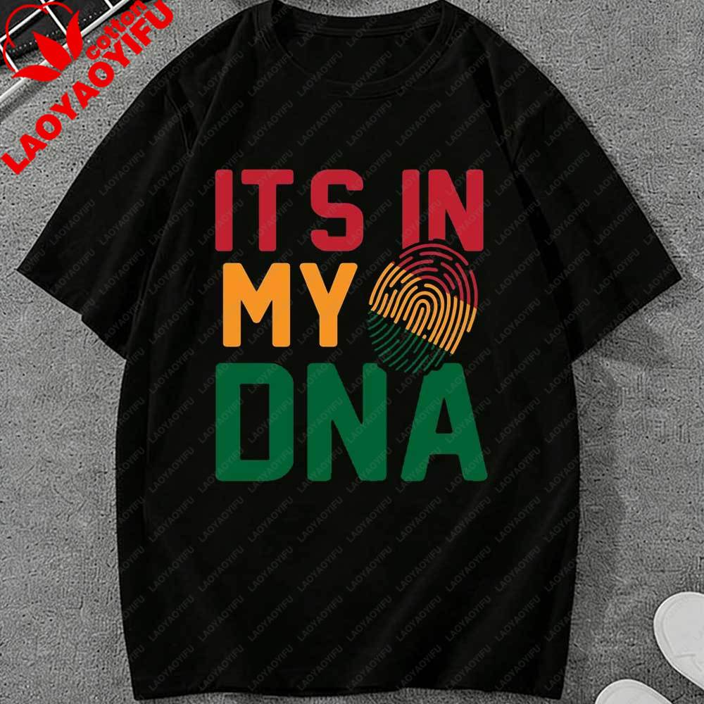 Juneteenth Its in My DNA TShirt for Unisex Women African Fingerprint Graphic Tee Short Sleeve Cotton Tops for Juneteenth Holiday S