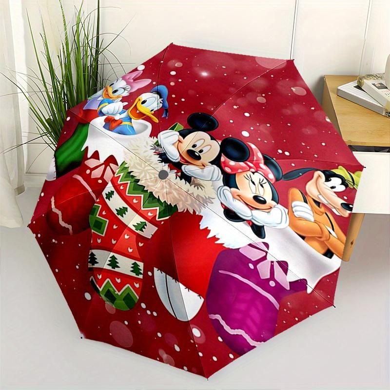 

Christmas, Disney Automatic Opening and Closing Umbrella - 8 Ribs Portable Folding Umbrella with Plastic Handle, Suitable for Leisure and Ha