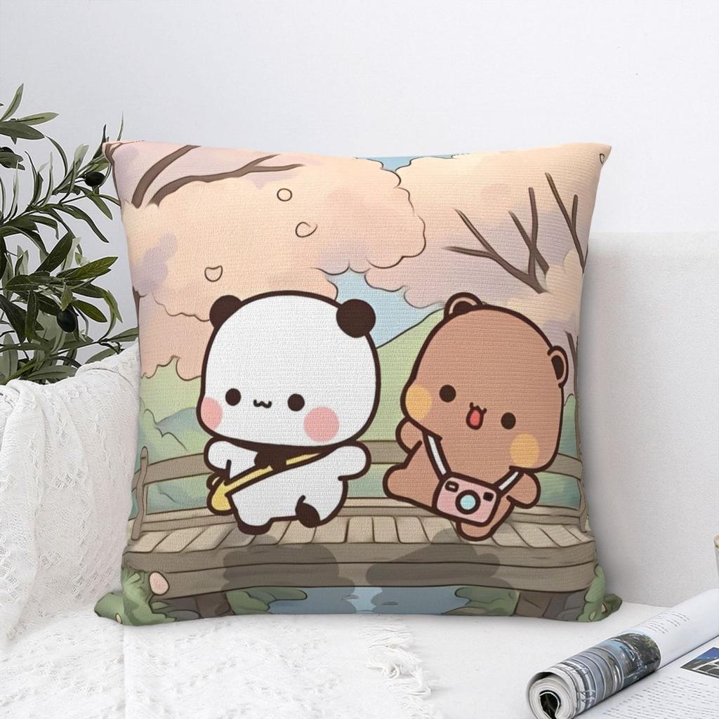 Kawaii Cute Bubu Panda Dudu Pillowcase Soft Fabric Cushion Cover Decoration Throw Pillow Case Cover Car Drop Shipping 18''