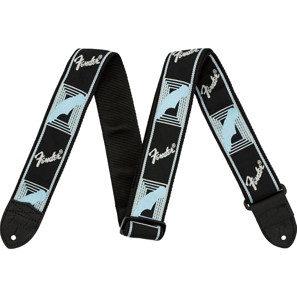 [Fender] Strap 2  Monogrammed Strap, Black/Light Grey/Blue