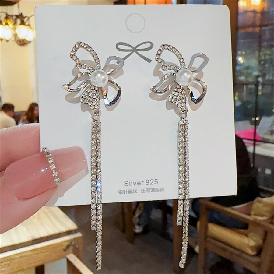 

Модные элегантные серьги, изысканные темпераментные милые длинные серьги с кисточками, имитация циркона, серьги с цветочным принтом