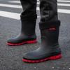 Men's Waterproof Mid-Calf Non-Slip Rain Boots: Korean Style Fashion Rubber Slip-On