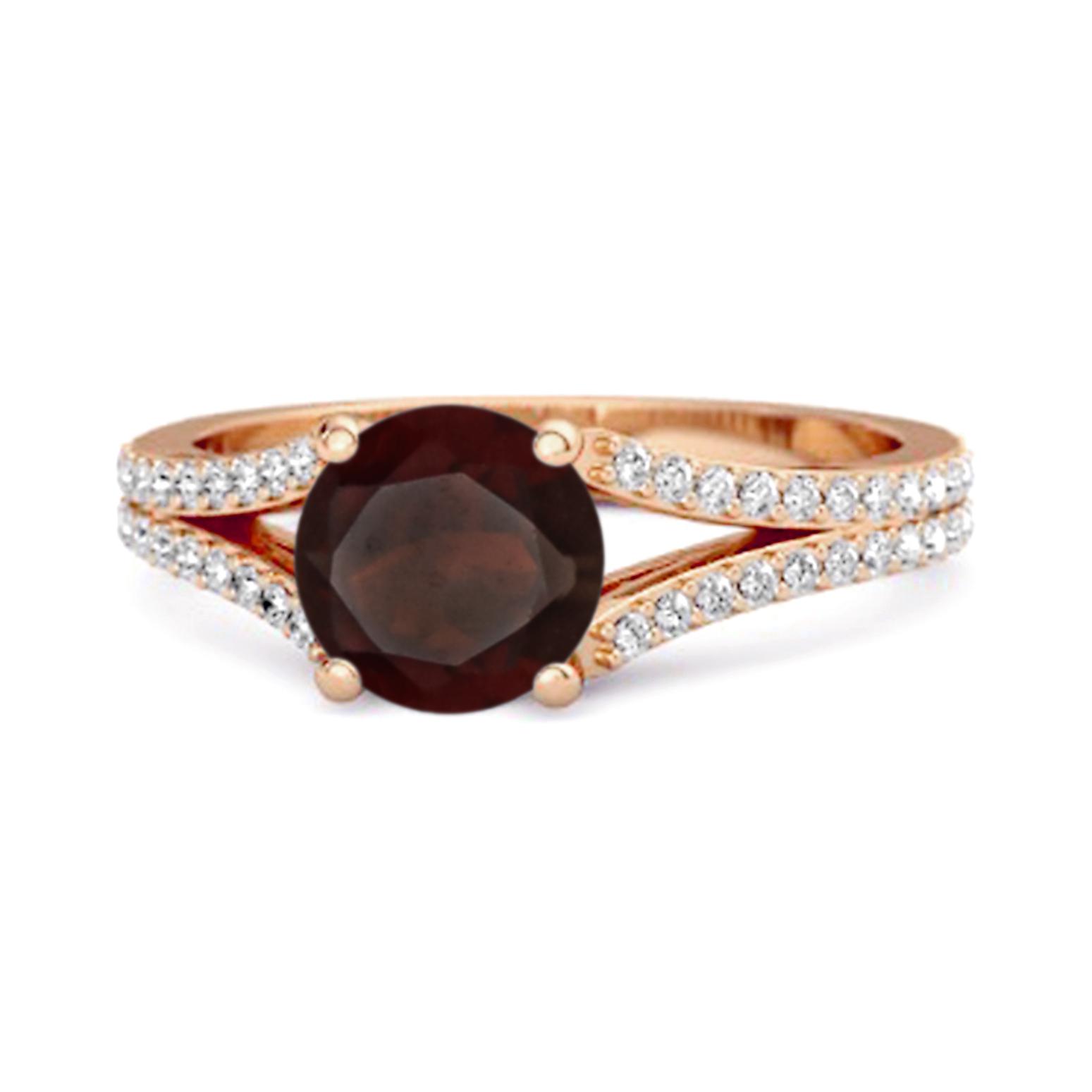 Кольцо-дорожка с гранатами - Серебро 925 пробы, позолоченное розовым золотом 6