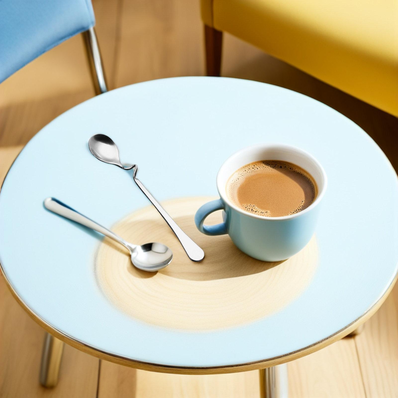 

6Pcs Stainless Steel Coffee Spoon Curved Hanging Design Ergonomic Long Handle Mixing Spoon for Coffee Espresso Juice Milk 12.5X2.1X0.5CM