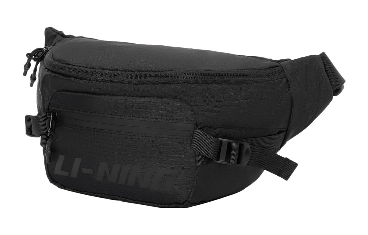 Li Ning Polyester One Shoulder Crossbody Sling Bag, Fanny Pack Regular Unisex Black ABLS155-3