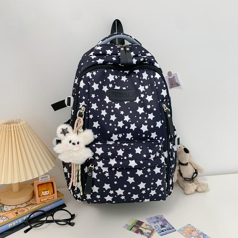 Schoolbag Japanese Ins Style Student Schoolbag High Value Fresh and Sweet Star Printed Backpack Large Capacity Lightweight Backpack
