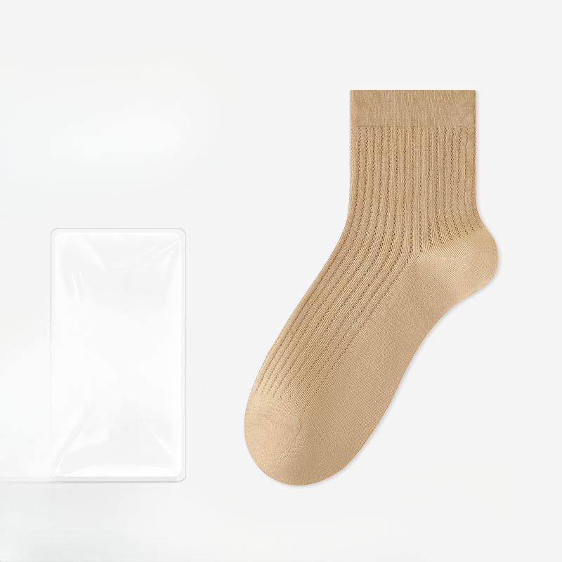 

Женские весенне-осенние тонкие сетчатые дышащие влагоотводящие дезодорирующие носки-гольфы из чистого хлопка с антискользящим антибактериальным эффектом 1 pair света кофе