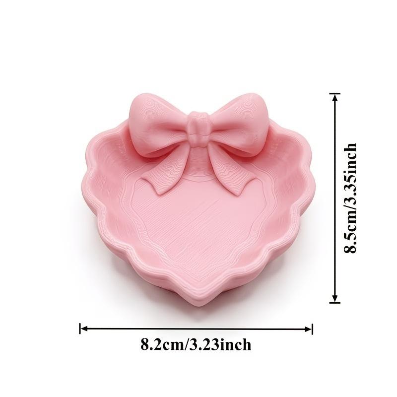 4 Colors 3D Printed Heart Shaped Jewelry Tray Bow Decoration Tray Jewelry Storage Container Ornament