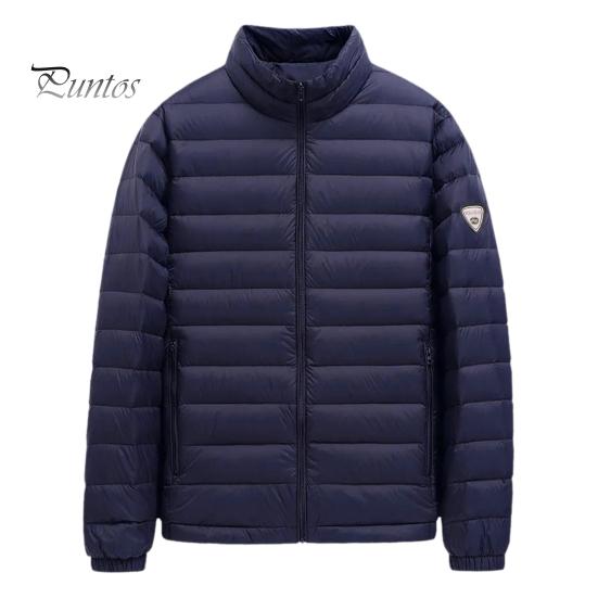 

Мужское хлопковое пальто с воротником-стойкой, длинным рукавом, однотонная стеганая куртка с карманами, зимняя легкая короткая верхняя одежда M темно-синий