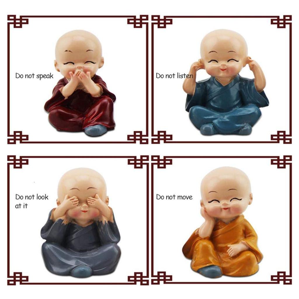 Four Cute Monk Ornaments Home Decorations Car Perfume Seat Creative Car Interior Decoration Supplies for Friends Gifts