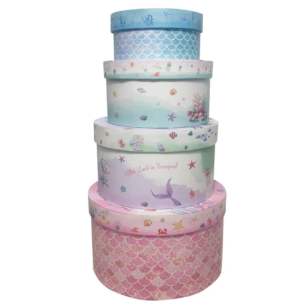 

Stackable Mermaid Princess Gift Box Cartoon Square Gift Box Round Packaging Box Candy Round