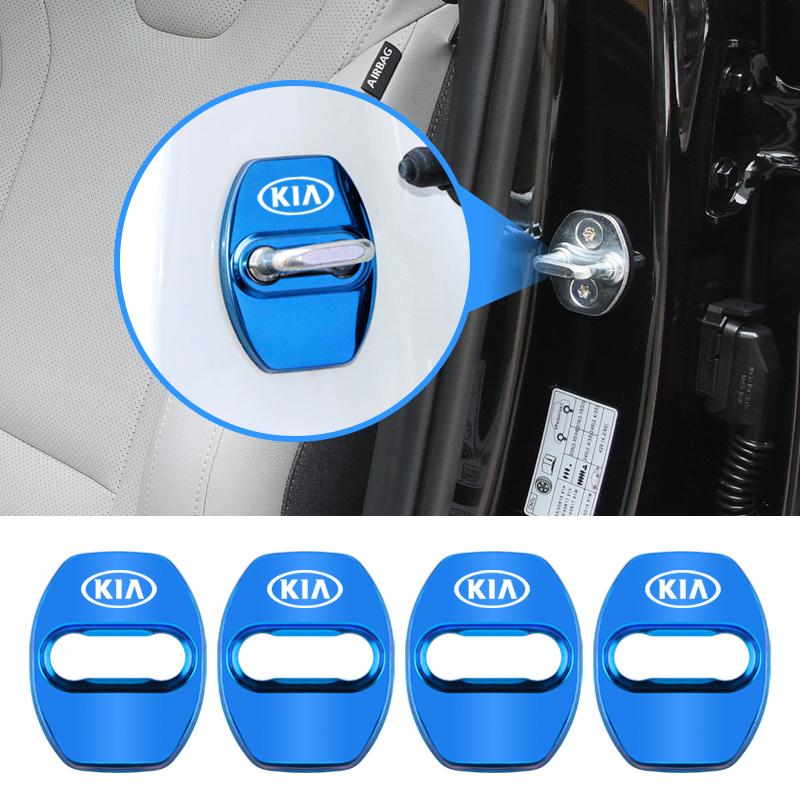 Cqgntp1 4Pcs Car Door Lock Cover Stainless Steel Protection Accessories For Kia GT-Line Sportage Ceed Rio Picanto Sorento Soul Cerato