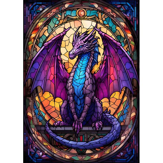Stained Glass Animal Dragon Bird Shark Prints Poster Canvas Painting Modern Wall Art Pictures For Living Room Bedroom Home Decor