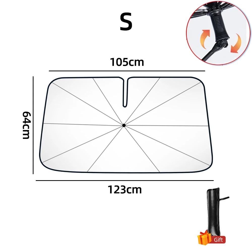 

CAER Автомобильный солнцезащитный зонт для лобового стекла, вращение на 360°, гибкая ручка, защита от УФ-лучей для переднего стекла, теплоизоляция, складной чехол