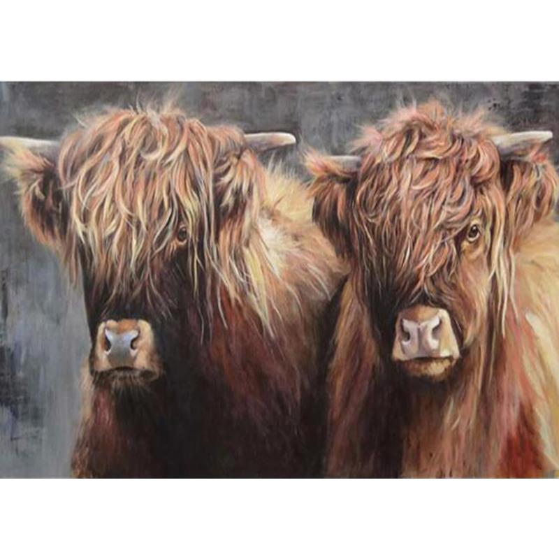 Highland Cow DIY 5D pictură cu diamante, mozaic, rotund complet, rășină, broderie cu diamante, seturi cu punct de cruce, decor acasă