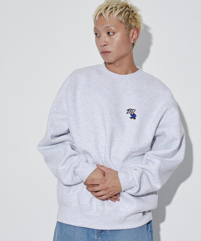 WEGO BENDAVIS Pullover Sweatshirt with Perfect for Fall and Size Ash Gray Men's Custom-Made One-Point Design, Oversized, Simple, Winter, Gift, M,