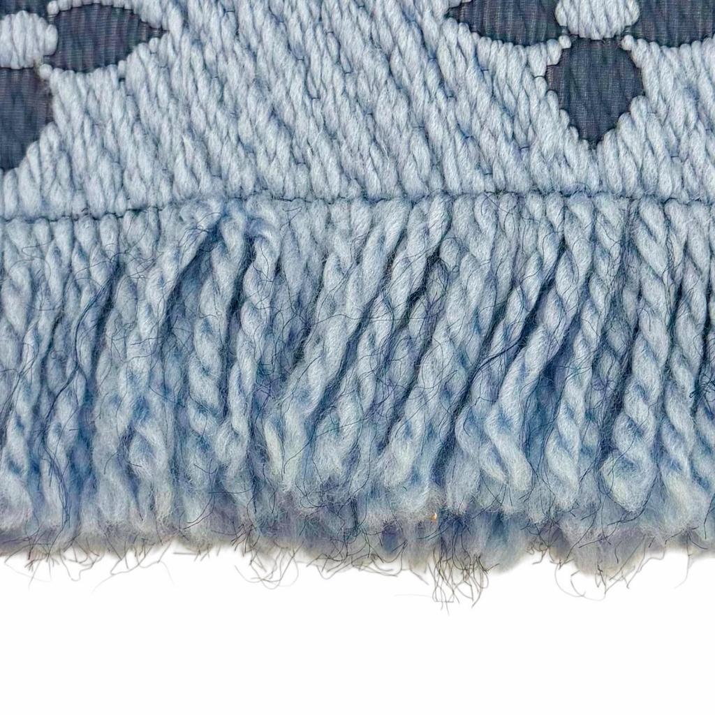 Great LOUIS VUITTON Scarf Escalp Logo Mania LV logo with fringe wool M75702 Used