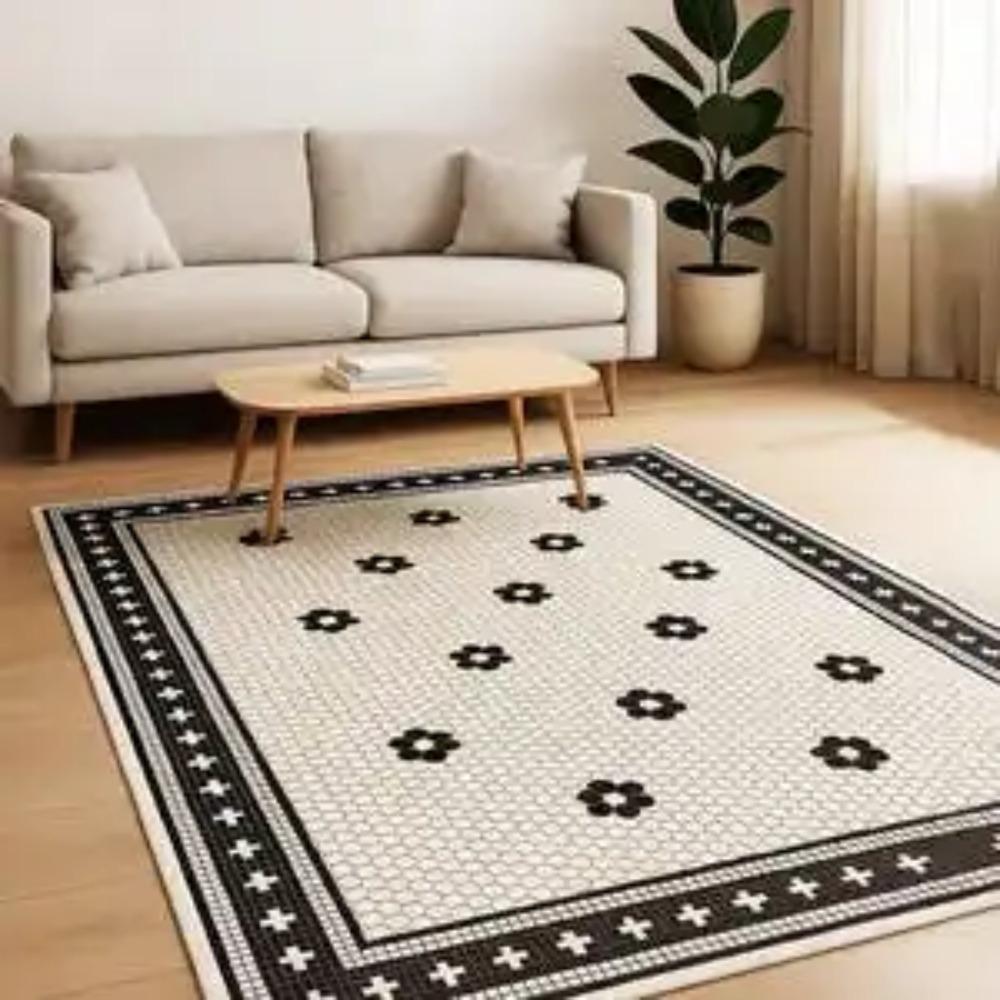 

Ретро Мозаика Коврик Геометрический Узор Арт Коврик Линолеум Черно-белый 60*90cm