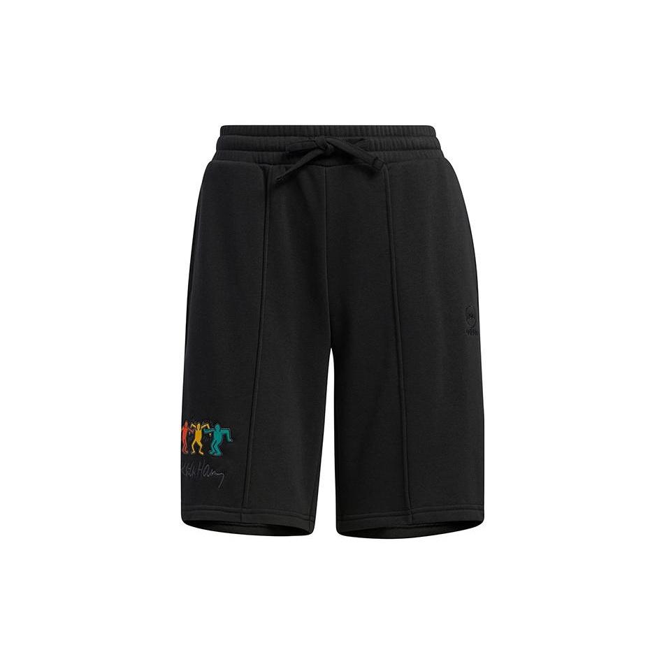 (WMNS) adidas Embroidered Letter Drawstring Shorts Asia Sizing  Black  Women s HS6830 XS