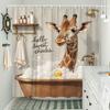 "Giraffe & Ente Duschvorhang für die Badewanne - Polyester, Waschbar, 6-12 Haken, Hello Sweet Cheeks Design, Modische Badezimmerdeko"
