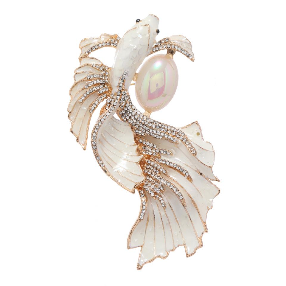 Women Men Classic Dazzle Pearl Mermaid Hime Enamel Badges Pins Vintage Exquisite Luxury Crystal Design Unisex Brooches Jewelry