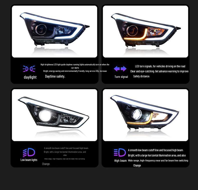 LED Projector Headlight Assembly with DRL & Flowing Turn Signals for 2014-2019 Hyundai IX25