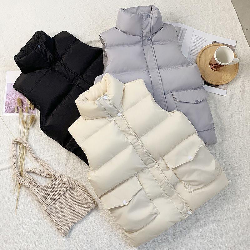 2023 Women's Winter Bread Style Short Down Cotton Padded Vest - Sleeveless, Casual Korean Fashion