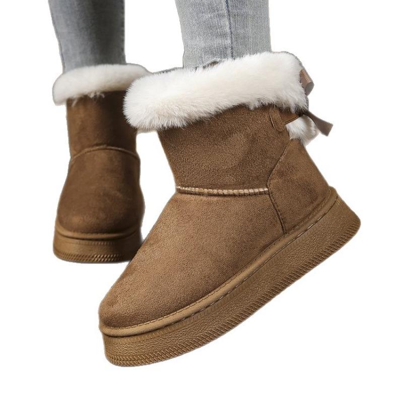 Nouvelles bottes de neige épaisses à semelles épaisses en velours pour femmes européennes et américaines, serviette chaude grande taille, bottines courtes, chaussures en coton pour femmes