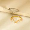 Ins Simple Wave Micro-inlaid Zircon Opening Ring Does Not Fade Plated with 18k Gold Stainless Steel Versatile Jewelry Women