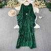38 Farben Boho Floralprint V-Ausschnitt Fledermausärmel Kleid 2026 Neu Damen Elegant Kordelzug Taille Asymmetrisch Maxikleid