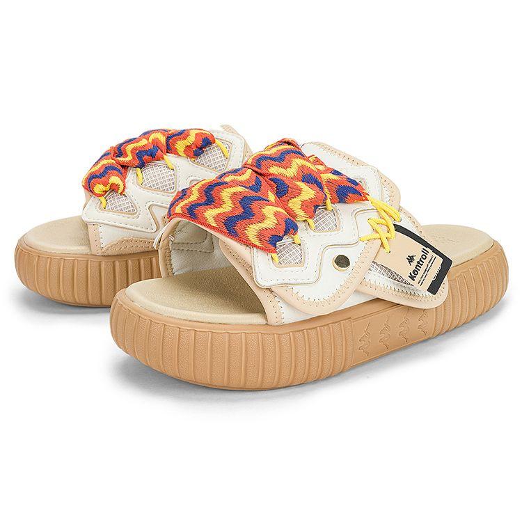 Kappa Παχύ Σόλα Velcro Διαπνέον EVA Ραμμένο Αντιολισθητικά Σανδάλια Unisex Υποδήματα Λευκό Καφέ K0DX5LT23F-024
