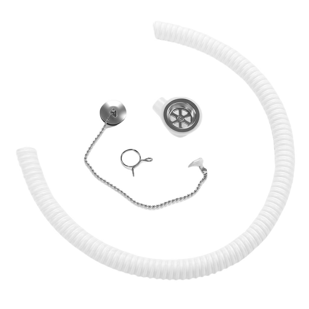 RV Sink Drain Connector Right Angle with Plug Anti Lost Chain Hose Clamp Kit Rustproof Sink Hose Sewer Adapter for RVs Yachts