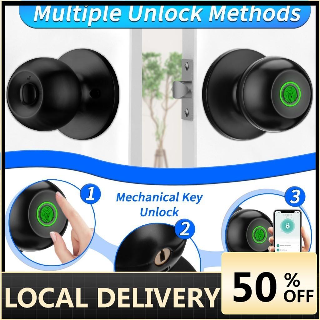 

Умная дверная ручка Дверной замок с отпечатком пальца Умный замок Биометрический дверной замок Дверная ручка с отпечатком пальца с приложением TUYA для дома, спальни чёрный