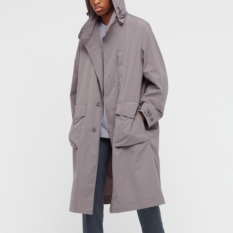 Uniqlo X Jil Sander Collaboration Loose Fit Long Hooded Coat Men coats Smoke-Gray 440367-04