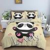 Cartoon Panda Children's Bedding Set For Kids Baby Girls Pink Duvet Cover Set Pillow Case King Size Soft 2/3pcs Twin Quilt Cover