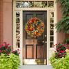 Simulation Autumn Wreath Front Door Garland Fall Eucalyptus Wreath for Front Door Thanksgiving Halloween Christmas Decorations