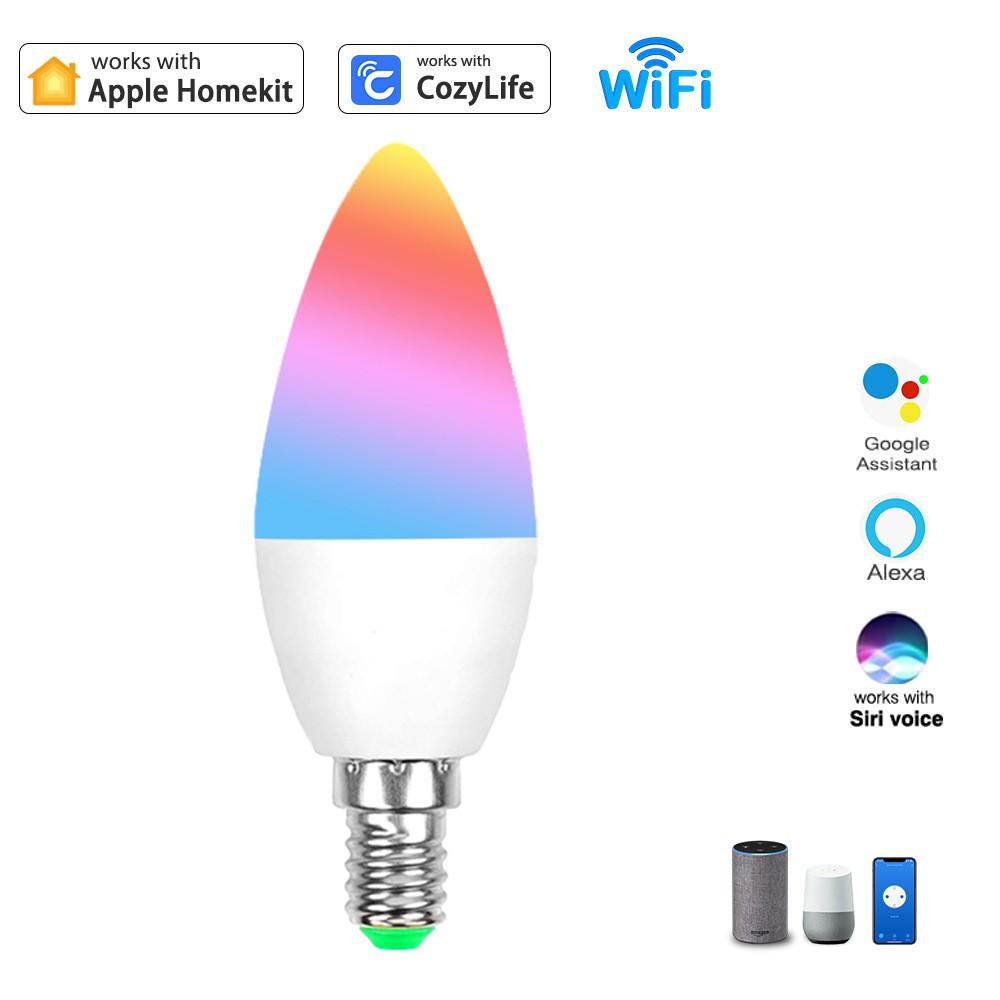 WiFi RGBCW Smart Candle Lamp, E14 Base, Alexa-Enabled Desk Light