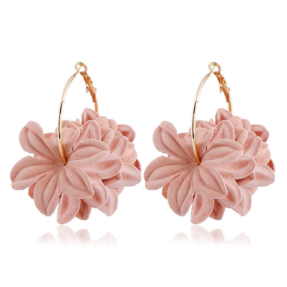 

1pair Women Fashion Elegant 3D Flower Design Earring All-match Delicate Ear Studs Pink #1