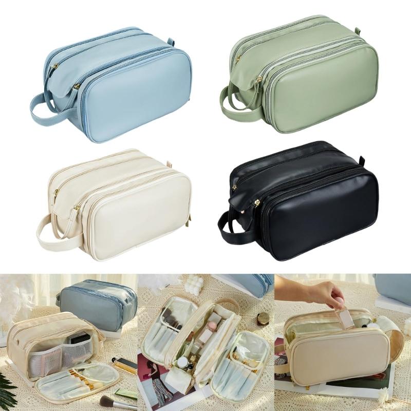 Spacious Multi Functional Travel Makeup Case Waterproof Storage Toiletry Bag For Women PU Leather Handbag