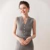 Chic Light Luxury V-Neck Cashmere Knit Women's Slim-Fit Vest for Autumn/Winter