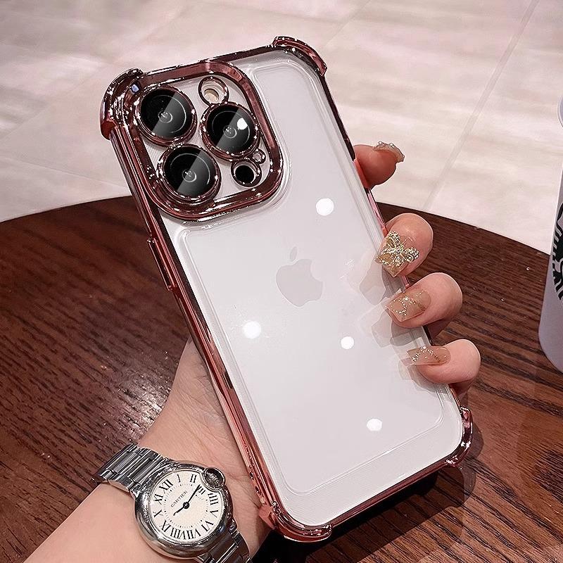 Applicable To IPhone17 Electroplated High Breathable Bag Four Corner Anti Fall Mobile Phone Case Apple 16 Comes with Lens Film Protection Case