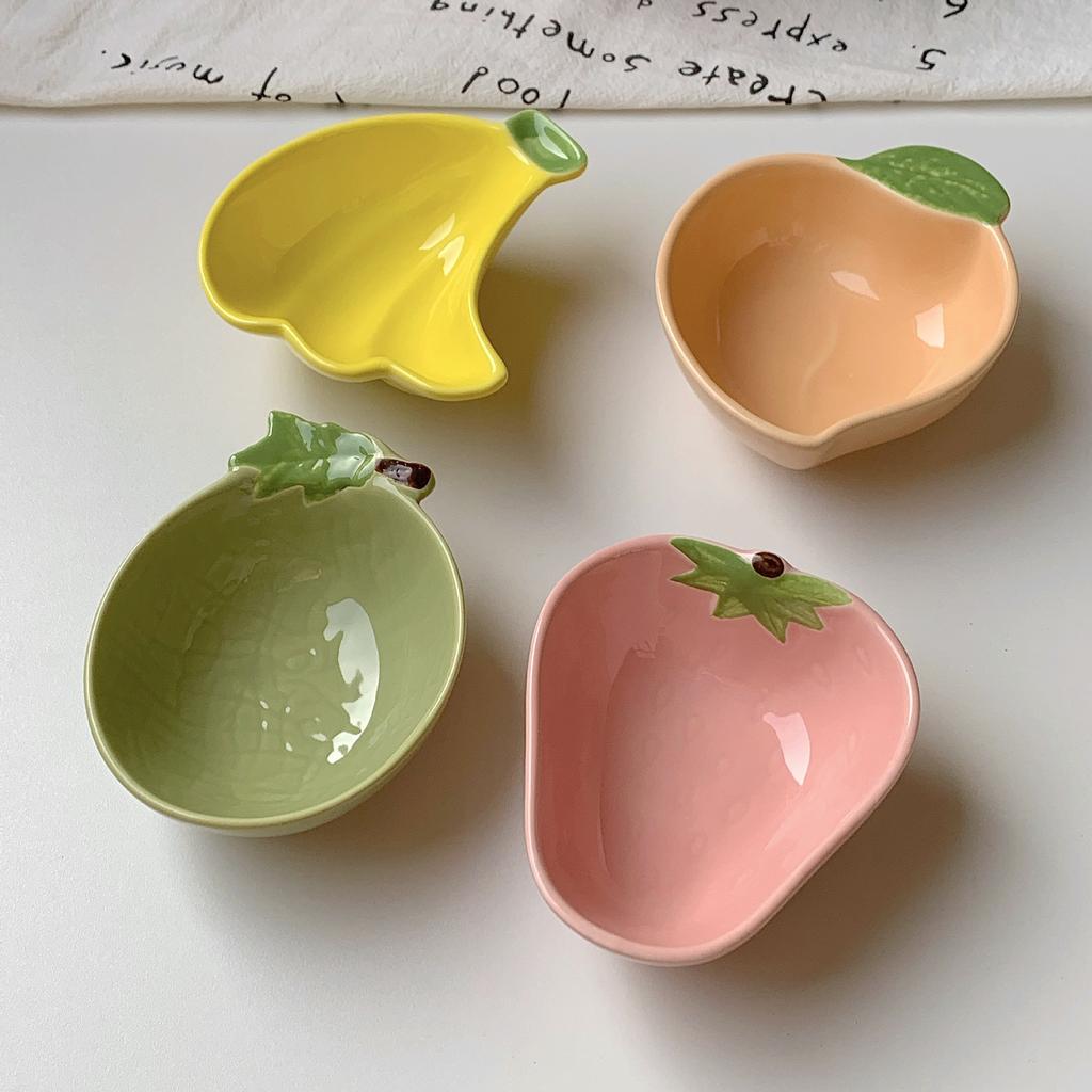 Cute Fruit Plate Household Underglaze Small Condiment Dish Ceramic Soy Sauce Vinegar Hot Pot Barbecue Dipping Snack Plate