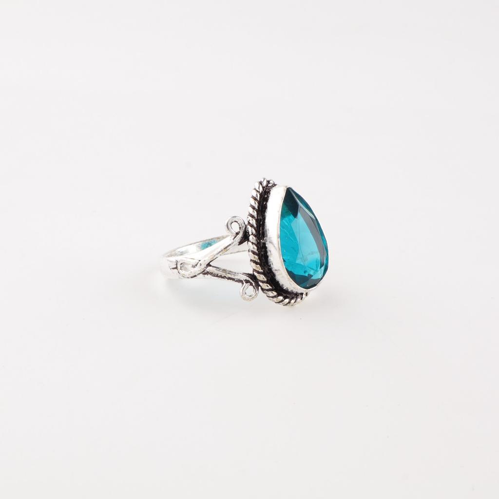 Blue Apatite Gemstone 925 Sterling Silver Jewelry Handmade March Birthstone Ring RR-57-1