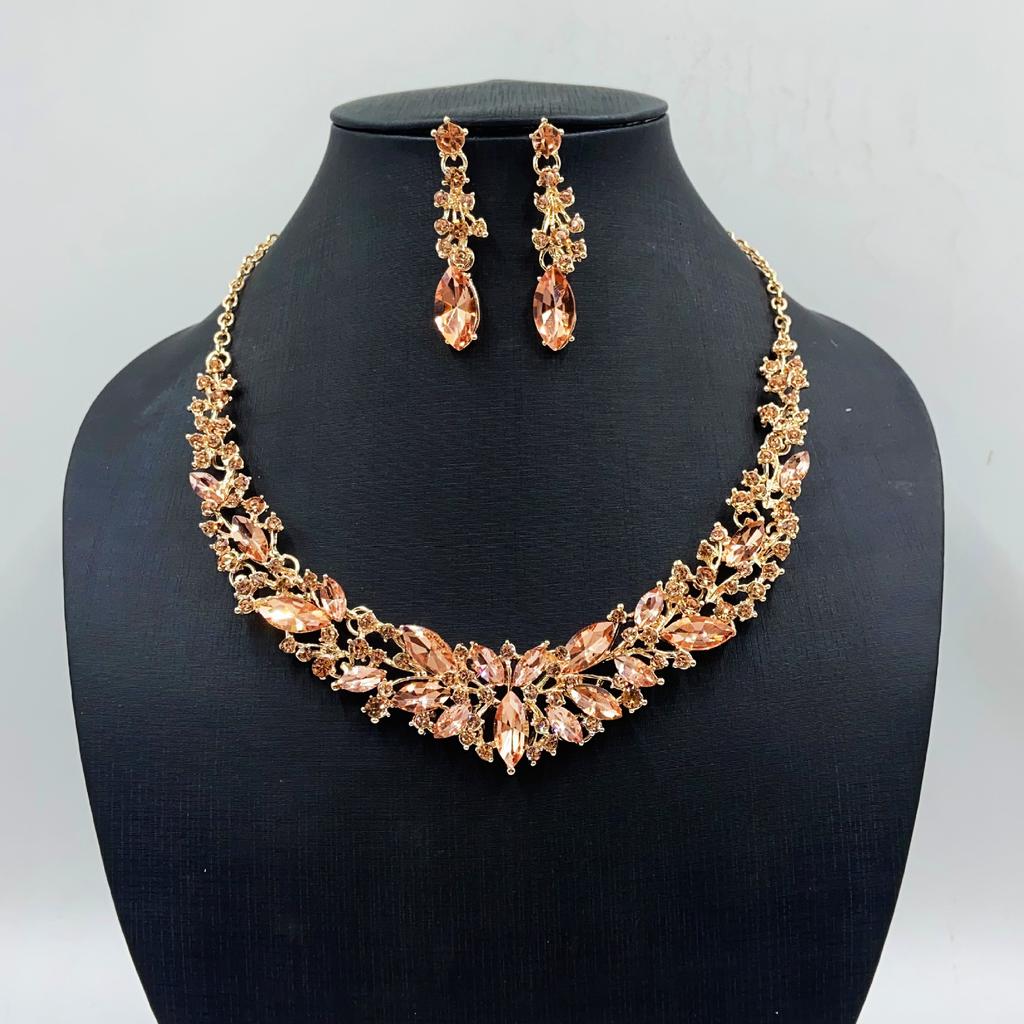 LY-WC0063 Bridal Luxury Crystal Necklace Earrings for Wedding Handmade Diamond Lady Rhinestone Fashion