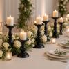 huaqianguhh Vintage Candle Holder, Black Matte Pillar Holders, Metal Heat-Resistant Stand for Scented Candles And Tealights, Retro Candlestick Dining