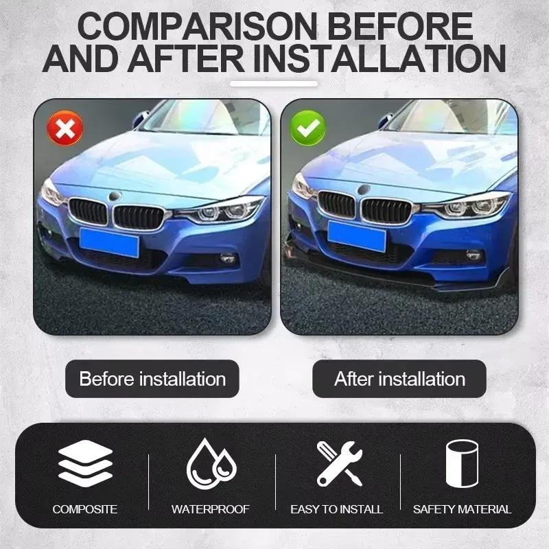 5Pcs/1set Universal Car Front Bumper Lip Spoiler Splitter ABS Body Kit Canard Lip Splitter - Automotive Accessory