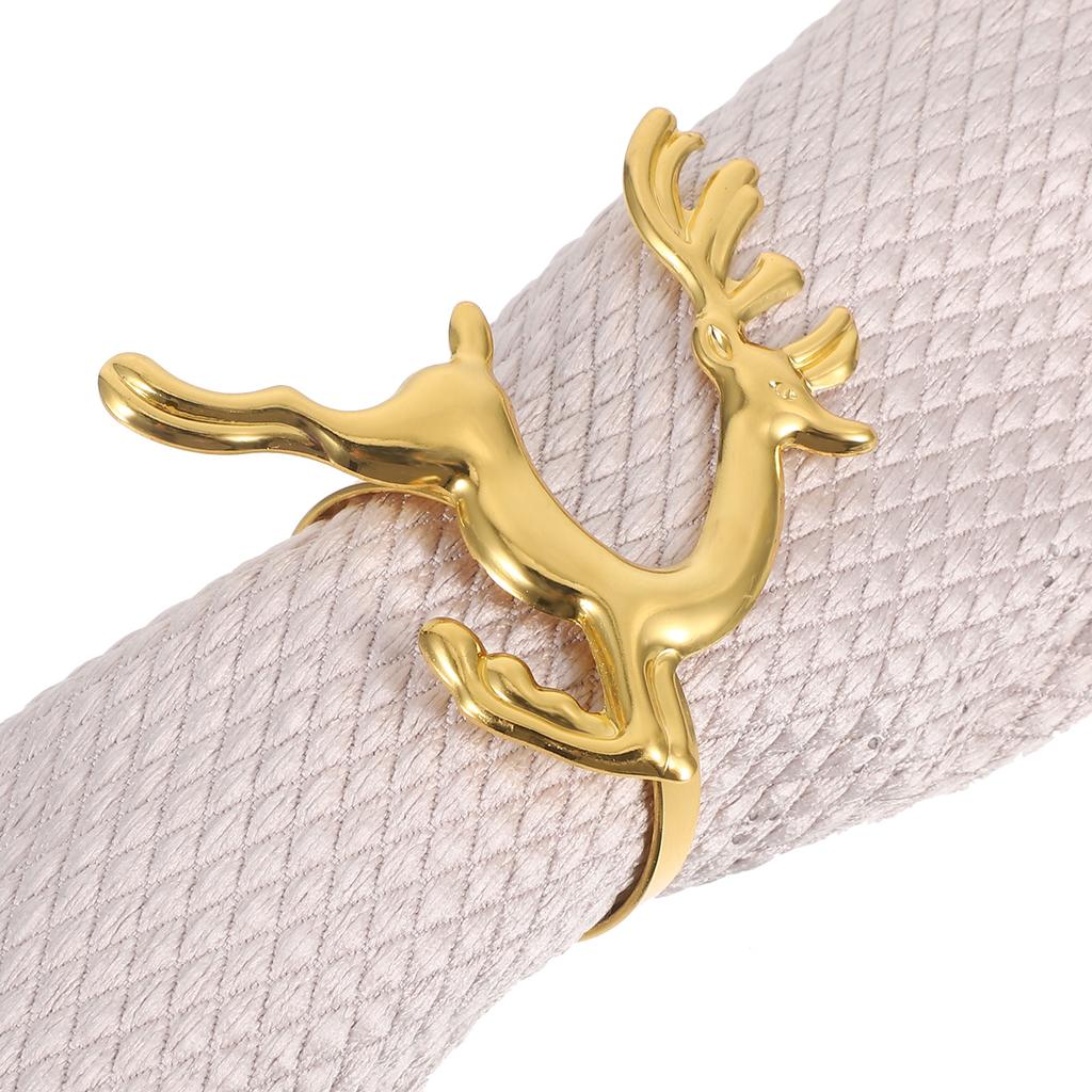 6Pcs Christmas Napkin Buckles Reindeer Design Festive Napkin Holders for Dinner Table Setting Seasonal Celebration Decor