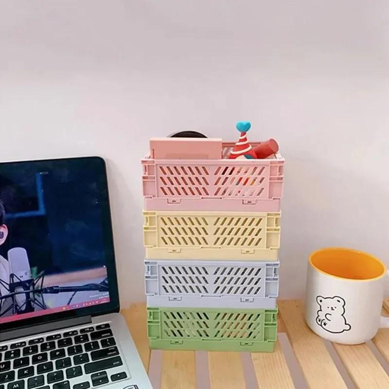 Mr.paper 6 Styles Plastic Stackable Foldable Stationary Holder Simple Cute Student Office Desktop Storage Stationery Organizer