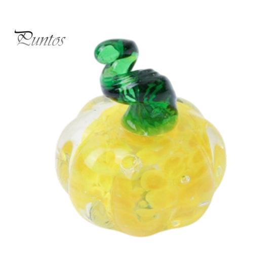 Halloween Pumpkin Ornament Hand Blown Glass Figurine, Mini Thanksgiving Fall Season Decoration Statue, Faux Crystal for Harvest Colorful